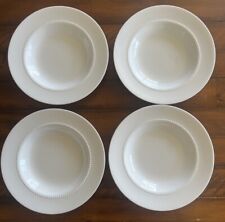 Crate & Barrel White Pearl 9.5” Rimmed Soup Bowls Bone China by Nikko Set of 4 picture
