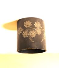 Antique Metal Pewter? Napkin Ring Holder Etched Floral Design Personalized Lida picture