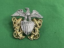 US Navy Pin Badge 1/20 Silver 10k Gold Filled Vintage Eagle Shield Anchor H-24-N picture