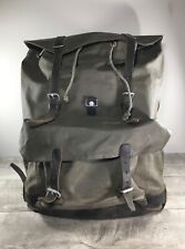 Vintage Swiss Army 1980s Rubberized Nylon & Leather Green Mountain Rucksack Bag picture