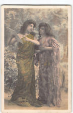 Dreamy Women- Portugal Stamp~Like a Painting~Hand Tinted RPPC Postcard Girls -P5 picture