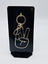 NEW PEACE SIGN METAL KEYCHAIN BLACK AND GOLD  GOOD FOR BACKPACKS picture
