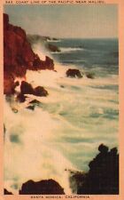 Postcard CA Santa Monica Pacific Coast Line near Malibu 1954 Vintage PC J4400 picture