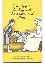 Religious Vintage Postcard God's Gift to the Boy With Loaves and Fishes picture