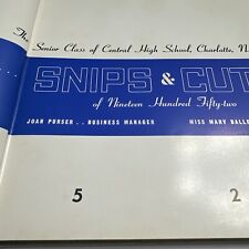 Jim Beatty Rare 1952 Yearbook Snips & Cuts Central High Charlotte NC picture