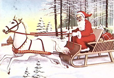 1958 YUGOSLAVIA Continental Christmas Postcard White Horse Pulls Santa's Sleigh picture