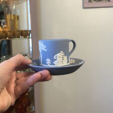 Wedgwood Jasper Ware In Blue Demitasse Cup & Saucer Made In England picture