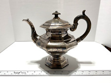 Vintage Unique English Pewter Dixon & Son Tea Pot Teapot Wooden Handle and Knob picture