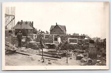 RPPC Stone Mason Workers Build Wall Near Construction~Rich Neighborhood 1920s PC picture