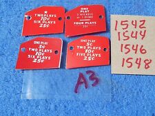 Rock-ola wallbox 1542 1544 1546 1548 Coin Pricing Inserts NOS - 4 different picture