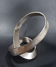 Silver Metal Ribbon Abstract Infinity Sculpture Modernist Art Minimalist Decor picture