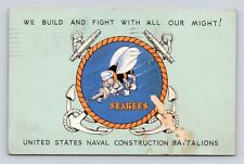 Vintage Seabees US Naval Construction Battalions Military Postcard Navy 1943 picture