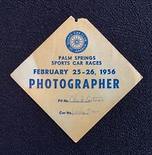 1956 First SCCA Palm Springs Sports Car Races Photographer Media Pass Shelby  picture
