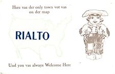 Rialto California Greetings Dutch Boy 'Only Town On Der Map' Postcard picture