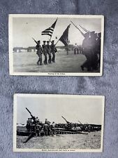 WWI ERA U. S. MILITARY RPPC Passing Of The Colors & Anti-aircraft Gun In Action picture