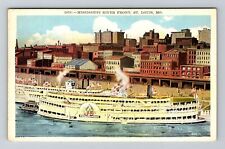 St Louis MO-Missouri, Mississippi River Front, Steam Boat Vintage Postcard picture