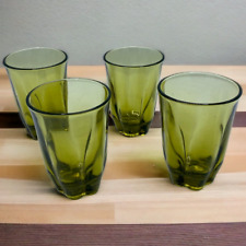 Vtg Duncan Miller Canterbury Pattern Avocado Green Pressed Juice Glass Set of 4 picture