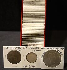 Lot .835 Silver 1917 France 1 Franc Part of 66 World coins 1875 to 2002 2x2 box picture