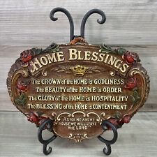 Home Blessings Art Wood Wall Plaque. 10.5”x7.5” Rustic Vintage Retro Religious picture