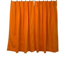 Vintage 70's Bright Orange Pinch Pleat Curtains (2 Panels) picture