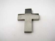 Christian Cross Pendant: Brushed Silver Tone Metal Classic Design picture