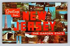 NJ-New Jersey, GENERAL LARGE LETTER GREETINGS, Vintage Souvenir Postcard picture