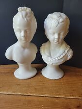 PAIR Of Napcoware- Japan Young Woman Lady & Boy Child White Ceramic Bust 1960's picture