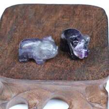Natural Dreamy Amethyst Quartz Crystal Pig Carved Mini Reiki Piggy Healing Rock picture