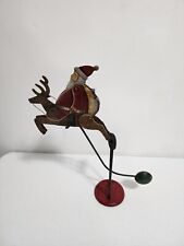 Rare Vintage Swaying Santa On Reindeer Counter Balanced Unique Christmas Item... picture