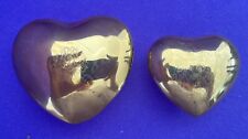 Pair of 2 Vintage Brass Heart Engraved Trinket Boxes SALE picture