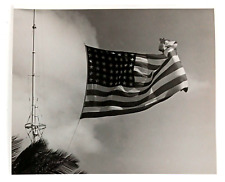1941 US American Flag Blowing in Tropical Wind Old Glory Vintage Press Photo picture
