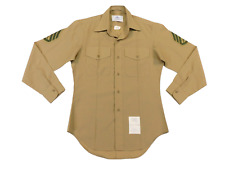 USMC Khaki 2122 Shirt 15 X 33 Long Sleeve Service Dress Poly/Wool US Marine SSgt picture