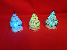 Lot Of Three Glass Christmas Tree Holiday Decor picture