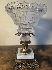 Vintage Lead Crystal DRAGON 🐉bowl with brass pedestal stand. Rare MAKE OFFER picture