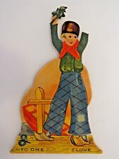 Vintage 1930s Valentine Card Germany Die Cut Dutch Boy With Wooden Shoes #A989 picture