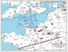 WWII Map Allied Invasion Plans & German Positions in Normandy June 6, 1944 11x14 picture