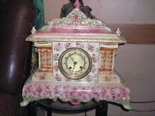 Strasburg Ware ANTIQUE Porcelain Mantle Clock very old needs work picture