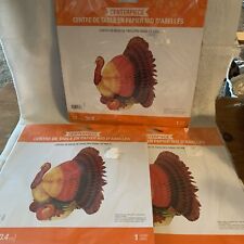 Lot Of 3 Turkey Paper Centerpieces 12” Bell Form New In Package picture