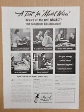 SEXIST VINTAGE 1946 Print Ad Advertisement Lysol Douche Test for Model Wives picture