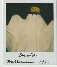 VINTAGE PHOTO/POLAROID: KID IN GHOST WITH CAP HALLOWEEN COSTUME picture