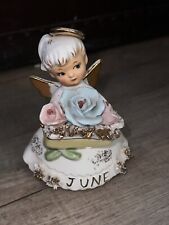 Vintage June Rose Pearl Birthday Angel Lefton Figure #489 Spaghetti Trim picture