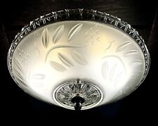 Vintage 1930’s-40’s Art Deco Nouveau Glass Semi-Flush Ceiling Light Fixture picture