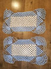 2- Vintage Crochet Blue&White Doilies Matching picture