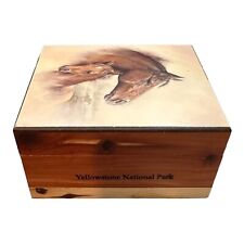 Vintage Yellowstone National Park Cedar Box Horse Mini Chest  Jewelry Box picture