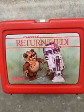 Vintage 1983 Return Of The Jedi Red Lunch Box And Thermos - Wicket the Ewok & R2 picture