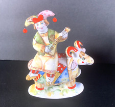 Hand Painted Vintage Russian Folk Art Jester on Colorful Goat picture
