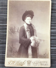 Antique Cabinet Card Woman Fur Muff & Coat New York picture