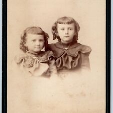 c1880s Philadelphia, PA Cute Girls Bowl Bangs Cabinet Card Photo Haug Phila B15 picture