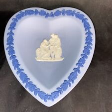 Vtg Wedgwood Blue Jasperware Heart Shape Trinket Dish 4.5