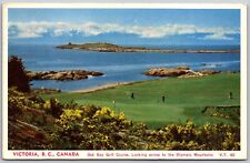 Vtg Victoria BC Canada Oak Bay Golf Course Olympic Mountains 1950s View Postcard picture